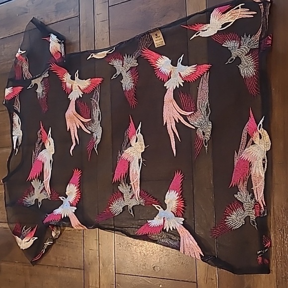 Impulsive Pink Crane sheer embroidered Tunic M - Picture 5 of 9